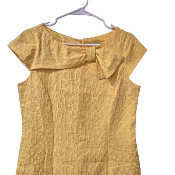 Dressbarn Women's Yellow Polyester / Spandex Lined Jacquard Dress - Picture 3 of 15